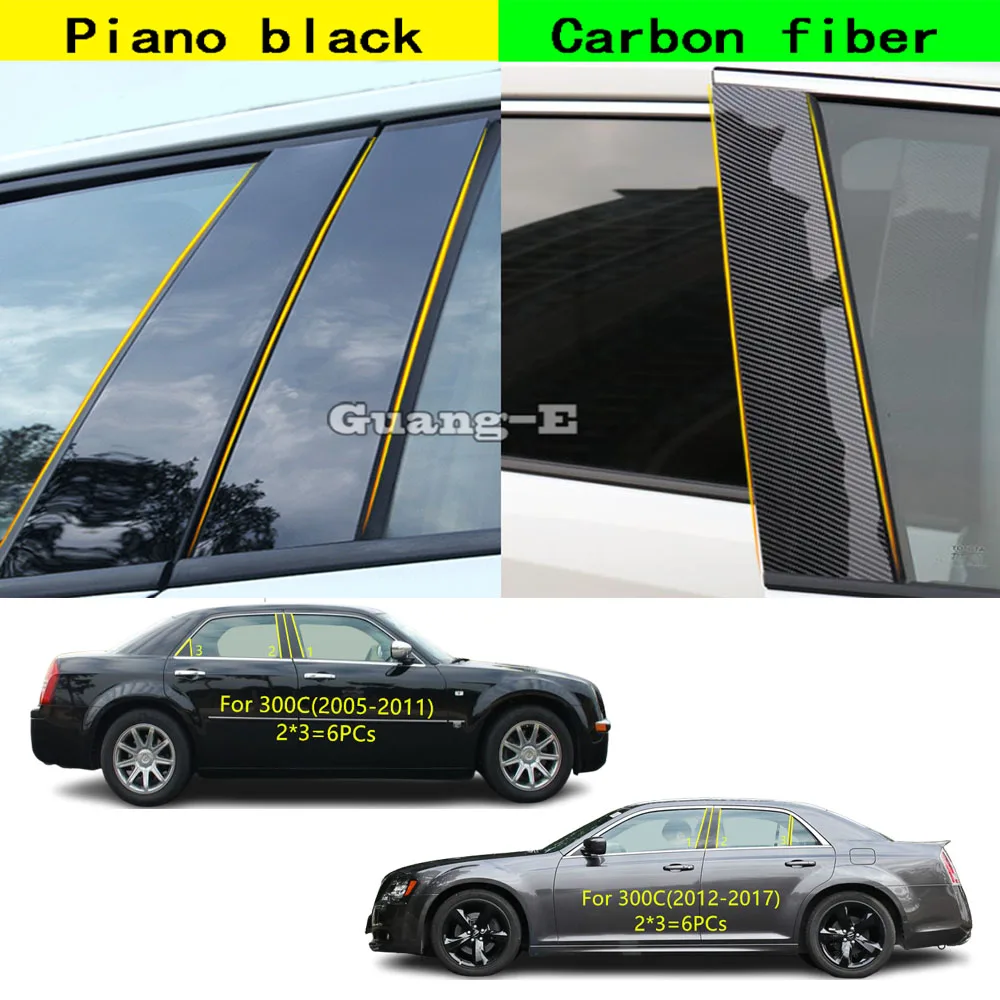 

For Chrysler 300C 2005 2006 2007 2008 2009 2010 2011-2017 Car PC Material Pillar Post Cover Door Trim Window Molding Sticker