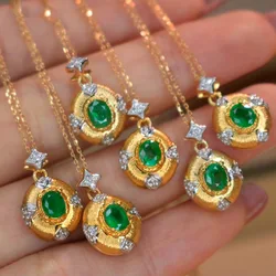 Foydjew Italian Vintage Jewelry Luxury Artificial High Quality Emerald Pendant Necklaces Banquet Neck Accessories For Women