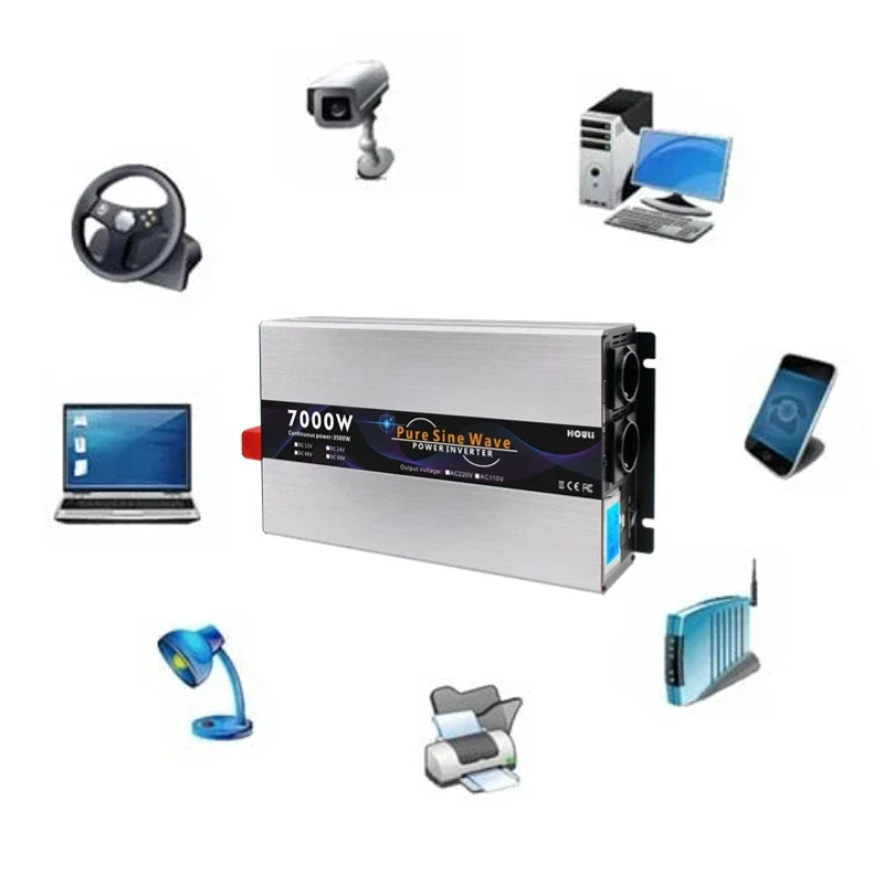 

For HOULI Car Power Inverter Dc 12v 24v 48v 60v To 110v 220v Ac Converter 7000w Solar Inverter Power Dc To Ac Price