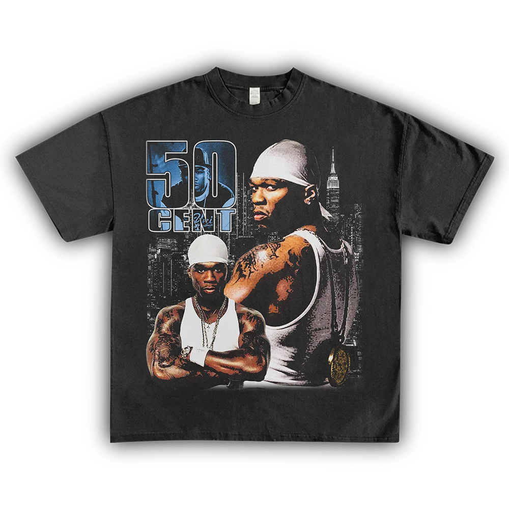 

Футболка Homage Tees50 Cent в стиле хип-хоп, американская ретро-модель, свободного кроя, из плотной ткани, с коротким рукавом, винтажная, молодежная, летняя, модная.