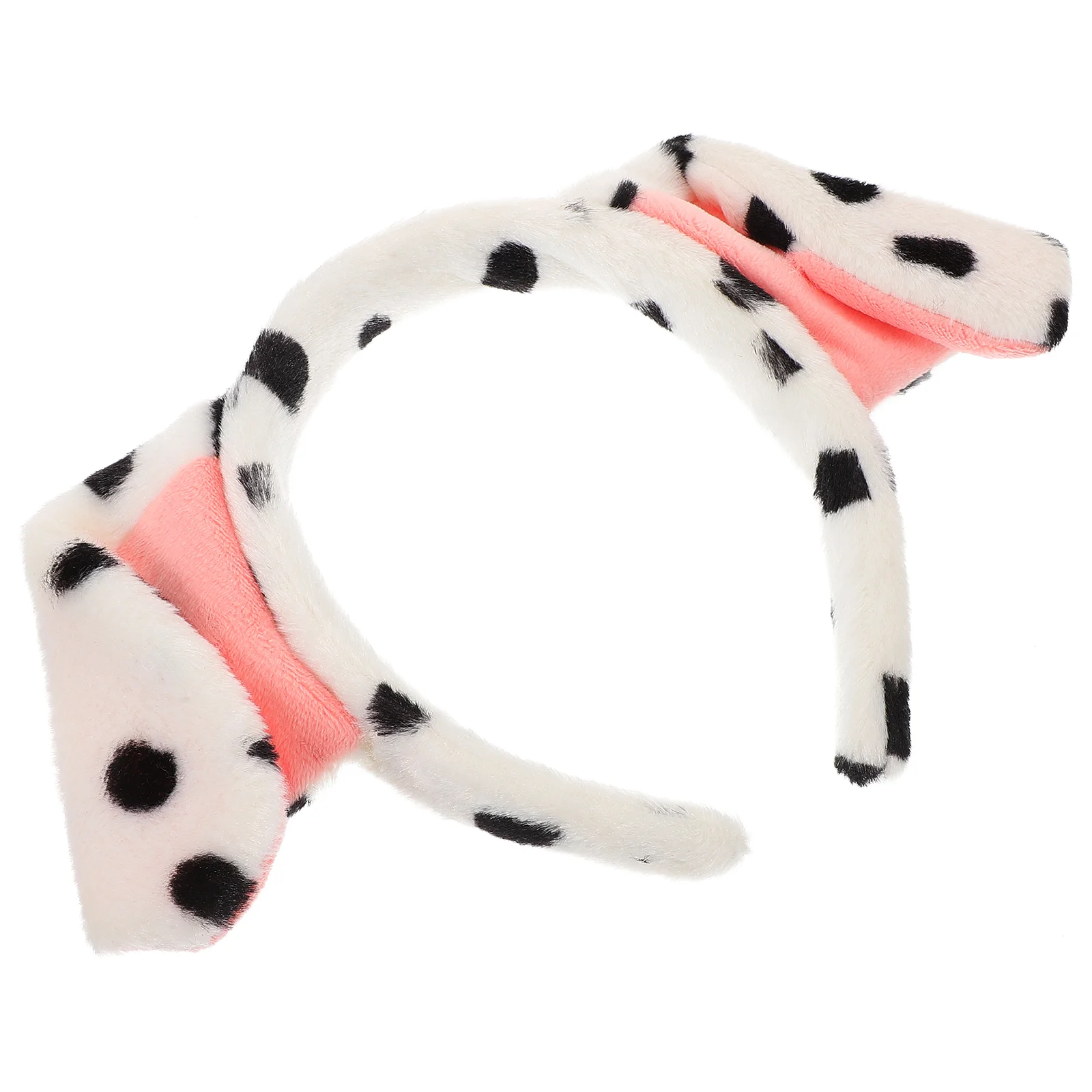 Fascia per cani da cartone animato Panno bianco Orecchie dalmata Design elastico Puntelli per foto Carino Morbido leggero Bambini Adulti Festa Cosplay