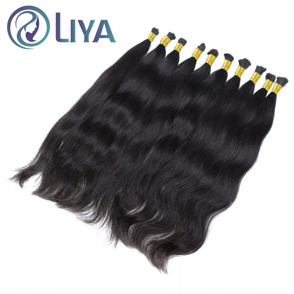 Hitam alami 100% rambut manusia tulang lurus rambut massal untuk mengepang 1B rambut manusia mengepang tanpa pakan rambut massal ekstensi rambut manusia