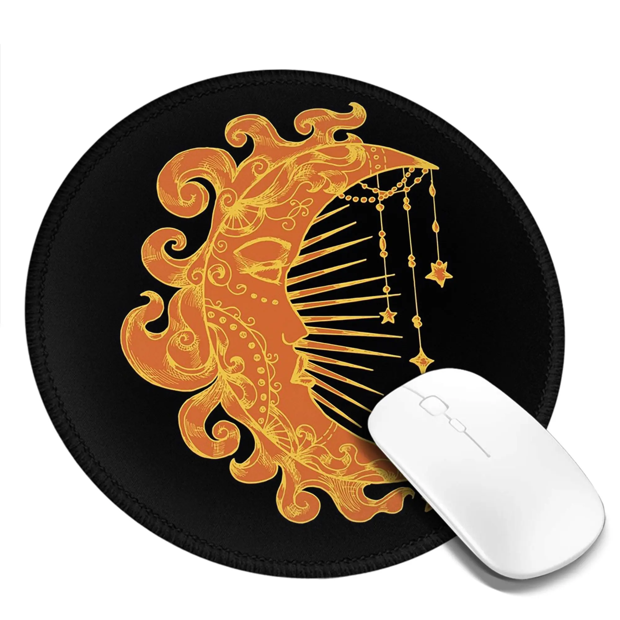 Witchy Mystic Moon Face Stars Sun Mouse Pad Computer Keyboard Mouse Mat Gaming PC Laptop Desk Mat Office Accessories Table Mats