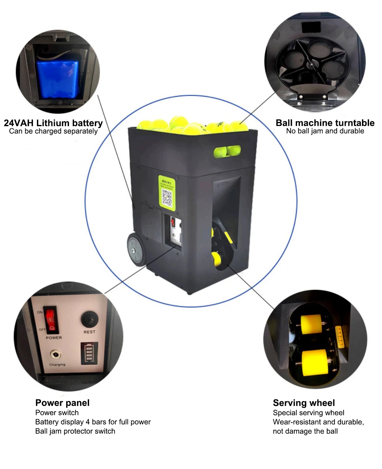 Üben Sie Tennis Padel Ball Machine Multi-Rotation Multi-Drop Automatic Tennis Launch Machine Trainer
