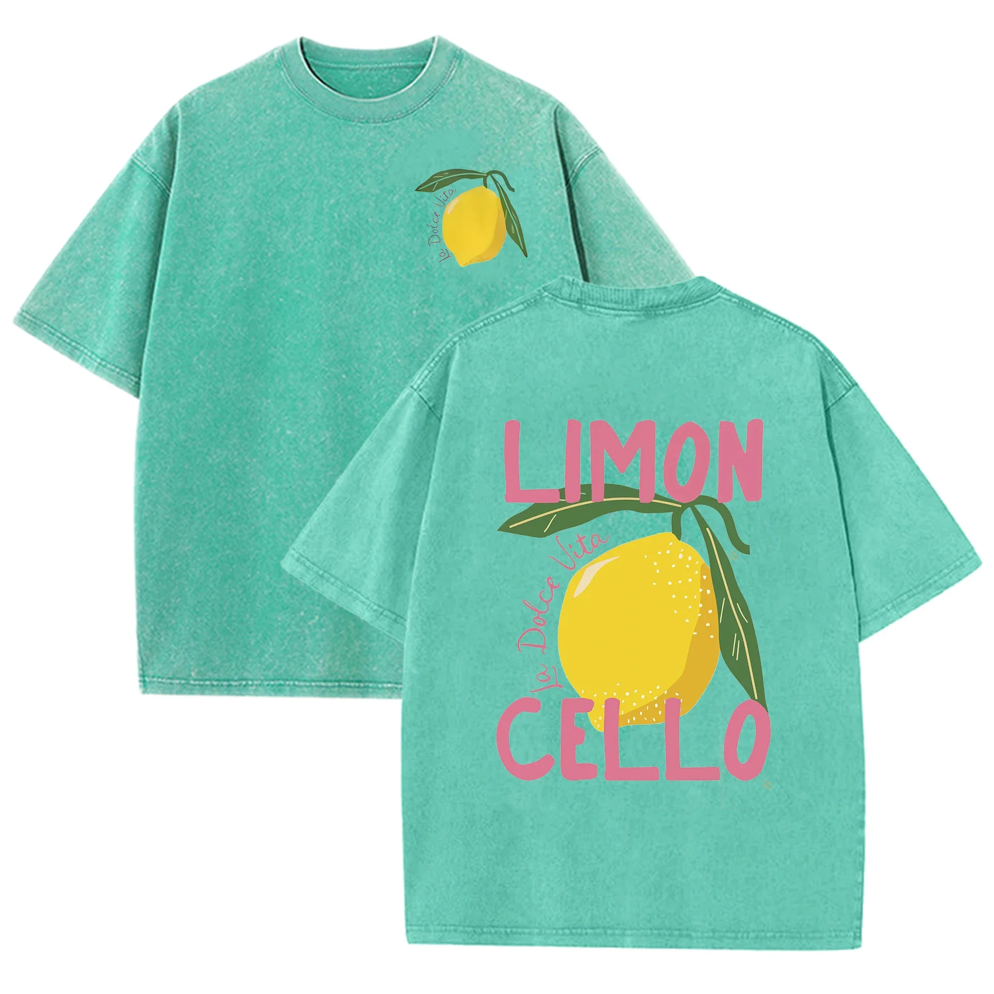2026 New LIMON Cello Lemon Pattern T-Shirt 100% Cotton Loose Fit Y2K Korean Fashion Tees Funny Egirl Casual Daily Tops For Women - view 2