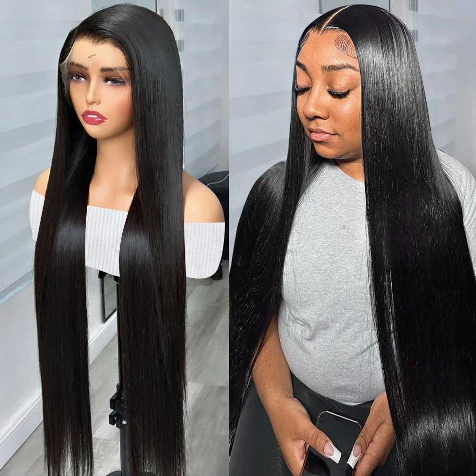 

Brazilian 30 40 Inch Bone Straight 13x4 Lace Front Human Hair Wigs 250 Density HD Transparent Lace Frontal Hair Wig For Women