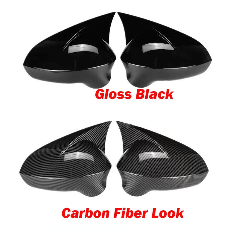 2pcs Ox Horn Side RearView Mirror Cover Caps Black Carbon Look for Seat Leon MK2 1P facelift / Ibiza MK4 6J Exeo 3R 2008-2017