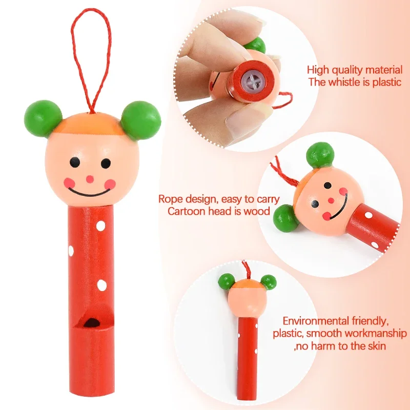 1Pc Colorful Wooden Whistle Indoor Outdoor Play Crisp Whistle Sound Toddler Gift Random Color