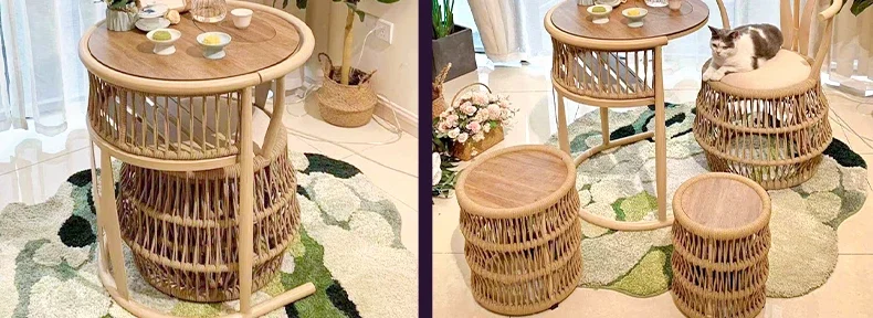 Balcony tea table and chair combination small round coffee table household tea table