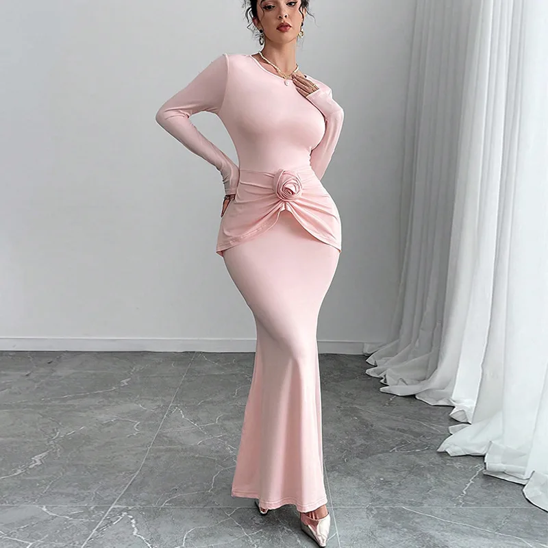Elegant Knitted Dress2026New Women's Slim Fit One-Step Dress Gown