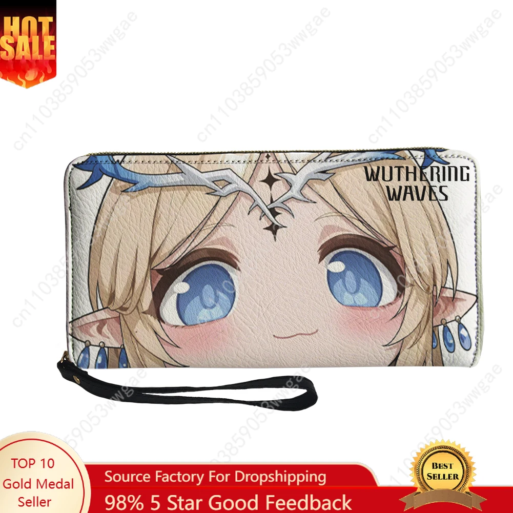 

Wuthering Waves Wallet Purse Mens Womens Teenagers Zipper Long Wallet Double Print Commuter Customized Portable Wallet Gift Bag
