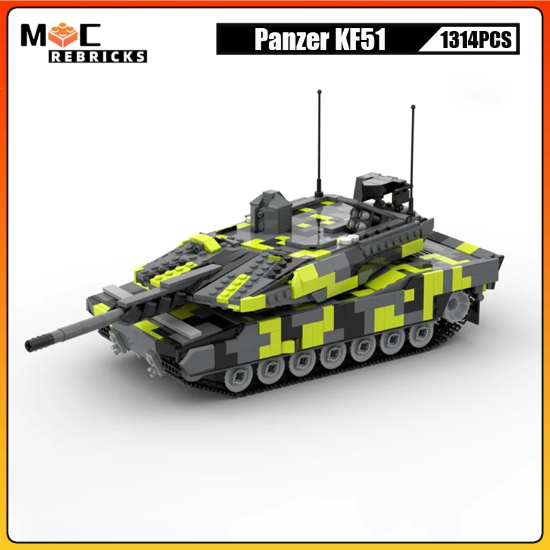 MOC Building Blocks German Main Battle Tank Panzer KF51 Military Tracks Vehicle Creative Bricks Model Sets Kid\'s Puzzle Gifts