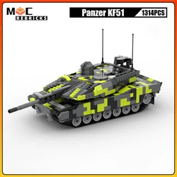 MOC Building Blocks German Main Battle Tank Panzer KF51 Military Tracks Vehicle Creative Bricks Model Sets Kid's Puzzle Gifts