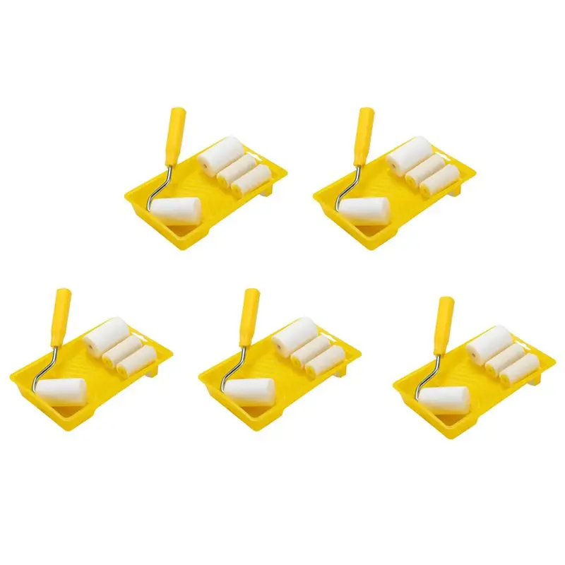 AA81-30Pcs Mini Foam Paint Roller Painting Decorating Kit 2 Inch Small Paint Roller Tray Set For Wall Painting Repair Brush