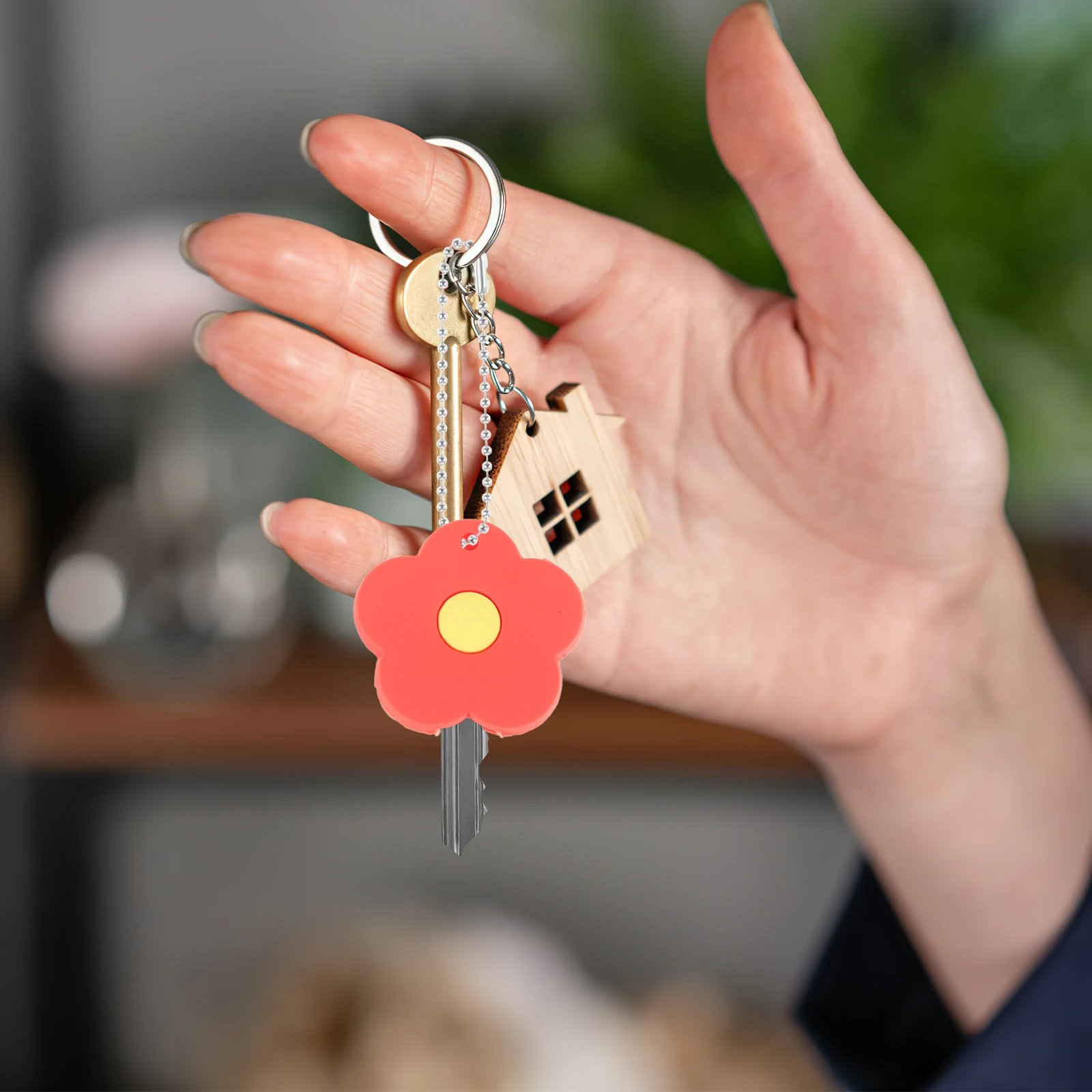 

5 Pcs Cat Claw Keychain Accessories Silica Gel House Keys Key Caps Flower Design Jewelry Parts Anti Scratch Lightweight Compact