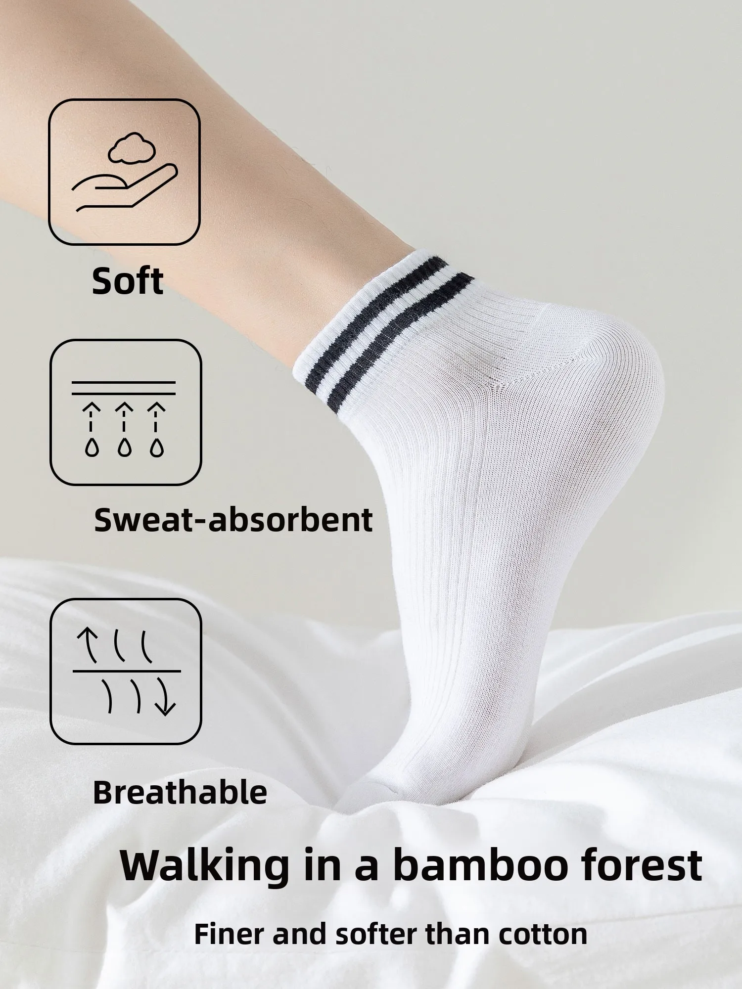 

Mygeast Bamboo Fiber Sos ex Летняя дышащая, впитывающая пот спортивная соуса до середины икры с защитой от запаха для студентов и спортсменов