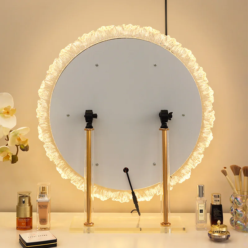 Round Bathroom Mirror Led Light Makeup Full Length Mirror Big Art Espelho De Banheiro Para Parede Home Decoration Accessories - Image 2