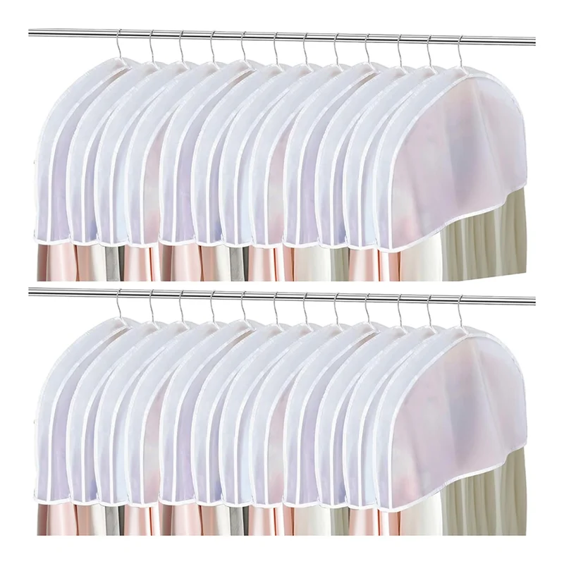 

A74E-Dust Covers For Hanging Clothes, Shoulder Covers For Hanging Clothes, Garment Covers 24PCS