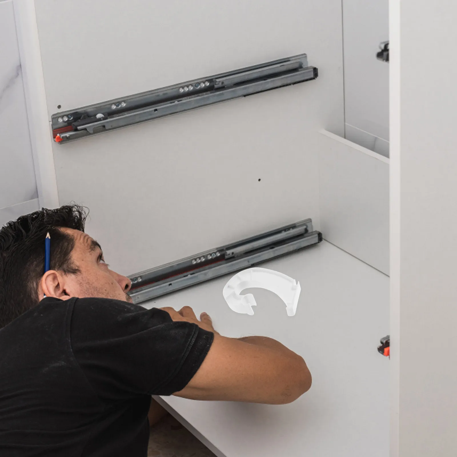 Closet Rod Support J Shape Hanging Bar Holder Sturdy No Drill Bracket for Cabinets Bedroom Wire Shelving