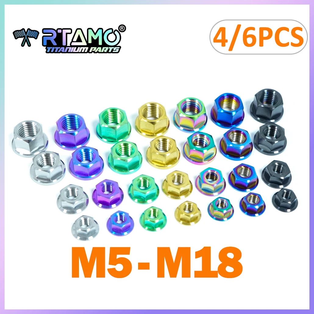 RTAMO Titanium Nut M5 M6 M8 M10 M12 M14 M16 M18 Whole Sale 4/6/10 Pieces for Motorcycle Bike Car Modified