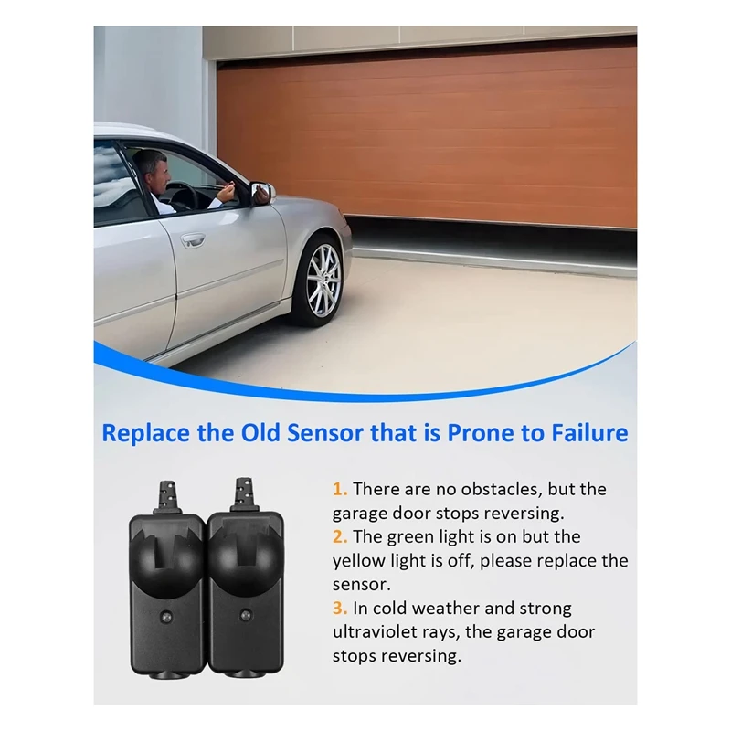 

2Pcs Garage Door Opener Safety Sensor Beam Eyes Fit for with Brackets