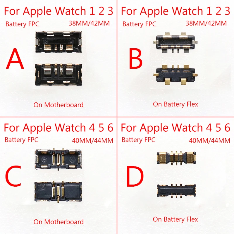 2pcs Battery FPC Connector Contact For Apple Watch 1 2 3 4 6 5 SE S1 S2 S3 S4 S5 S6 38 42 40 44 MM A1579 A1578 A1760 A1848 A1847