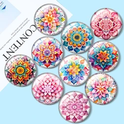 Watercolor Floral Mandala 10pcsColoured drawing12mm/16mm/18mm/25mm Round Photo Glass Cabochon Demo Flat Back Making findings