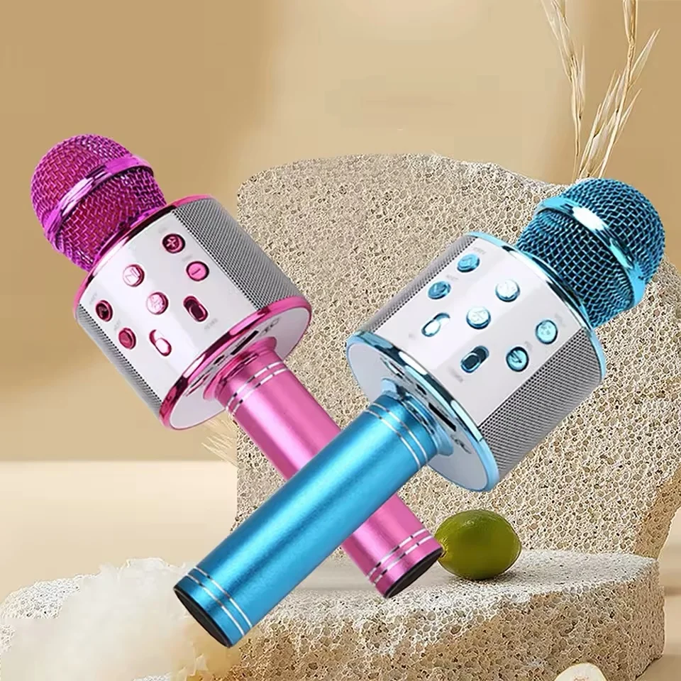Micrófono de Karaoke inalámbrico Altavoz Bluetooth, controles multifunción Micrófono de mano portátil 5 en 1 para cantar para fiesta