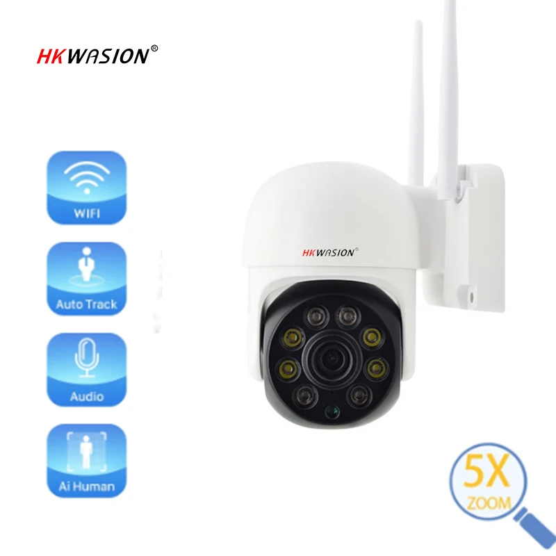 Hkwusion-cámara de vigilancia PTZ HD, wifi, iptv, para interior y exterior, impermeable IP66, APP Tuya