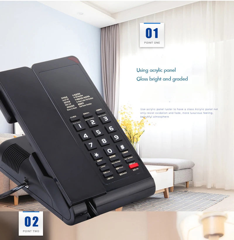 Corded Phone with Speaker, Flash Transfer, Message Extraction, Landline Telephone Waterproof and Moisture-Proof for Hotel Home