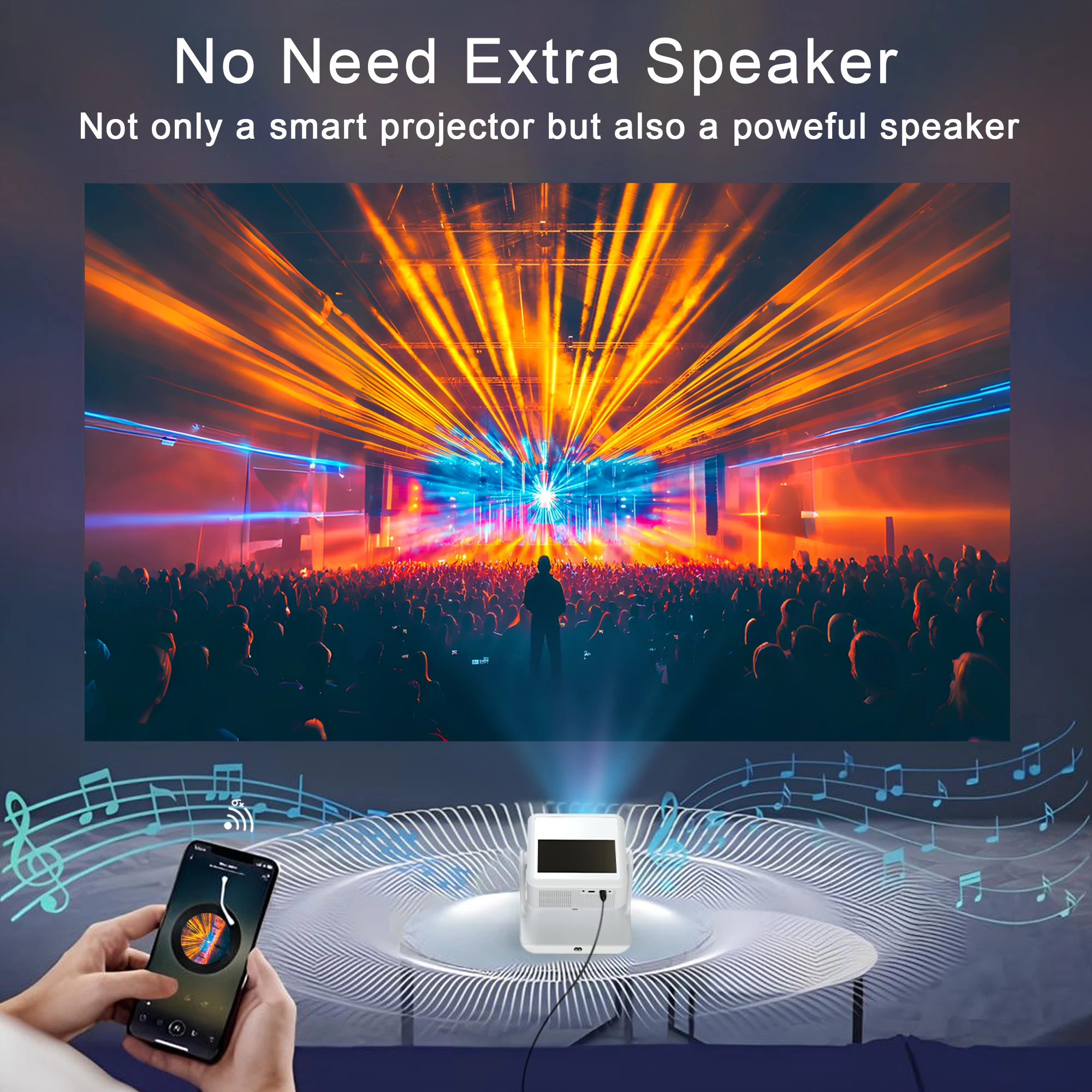 Proyector, Proyector WiFi Inteligente 4K 1080P, HDMI USB, Perfecto para Viajes, Aula y Juegos FIFA con Amigos