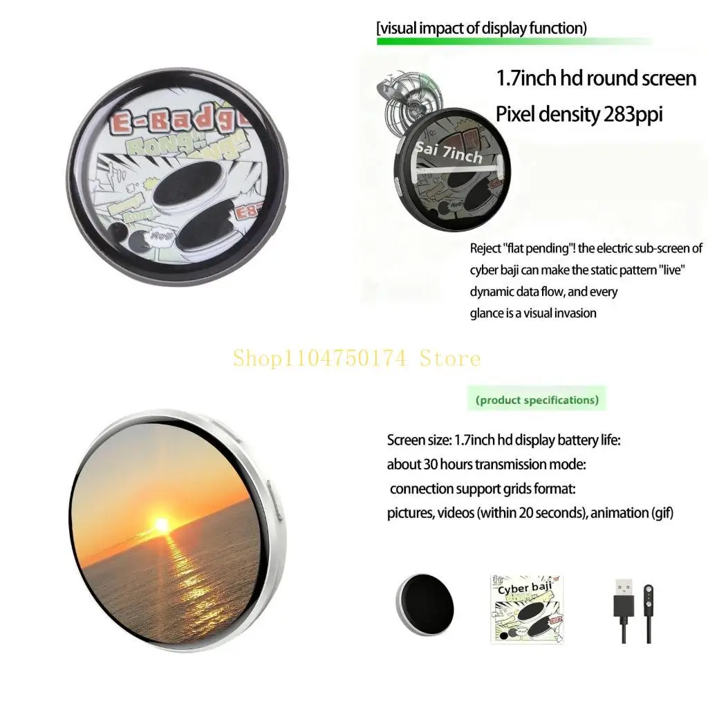 Digital Display Pin 1.7Inch IPS Screen for Videos and Photos Perfect for Football Fan & Concert Gift top sale