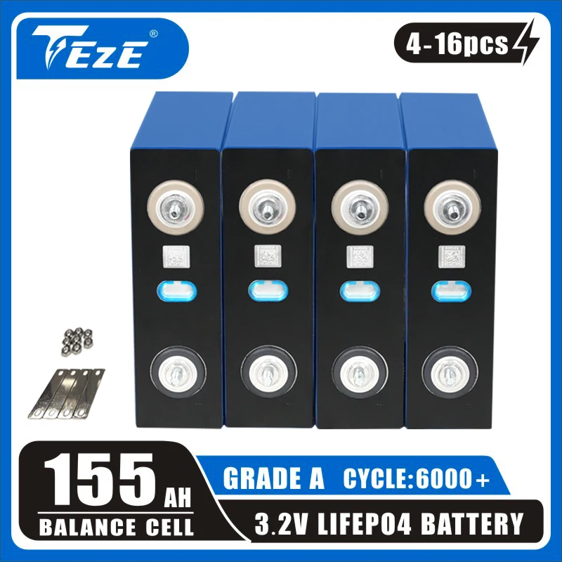 

Brand NEW 156AH LifePO4 Battery 3.2V Grade A 6000 Cycles 100% Capacity DIY 12V 24V 48V Cells for RV EV Solar System