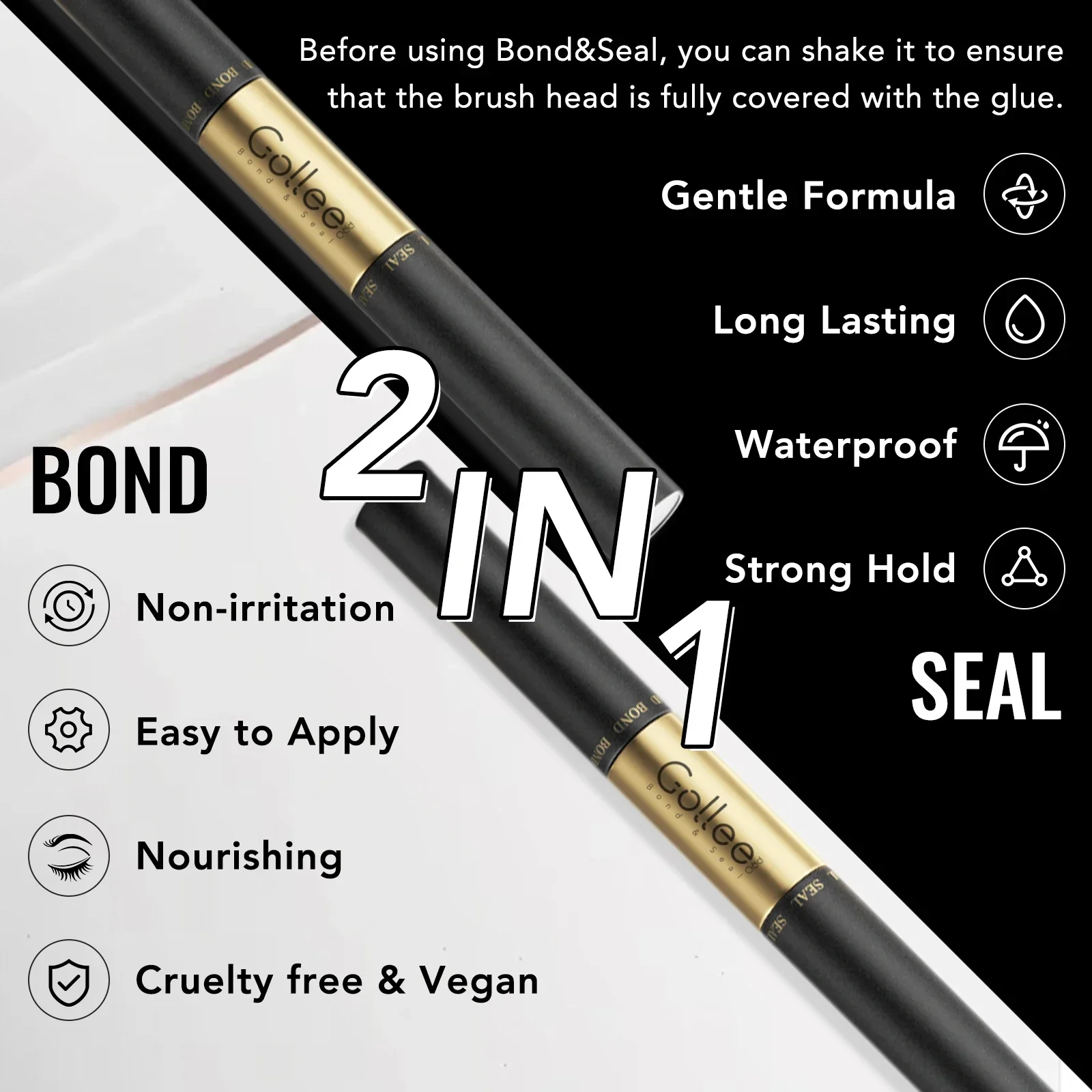 Gollee Bond and Seal Cluster Colla per ciglia per cluster individuale Lash Estensione ciglia fai da te Indossare Lunga durata Impermeabile Super Hold