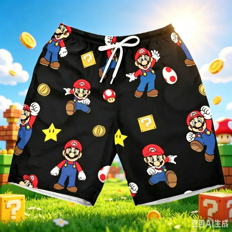 2026 Summer Men's Women's Quick-Drying Beach Shorts Luigi Yoshi Printed Shorts for Beach Swimming Pools Gyms and Outdoor Sport