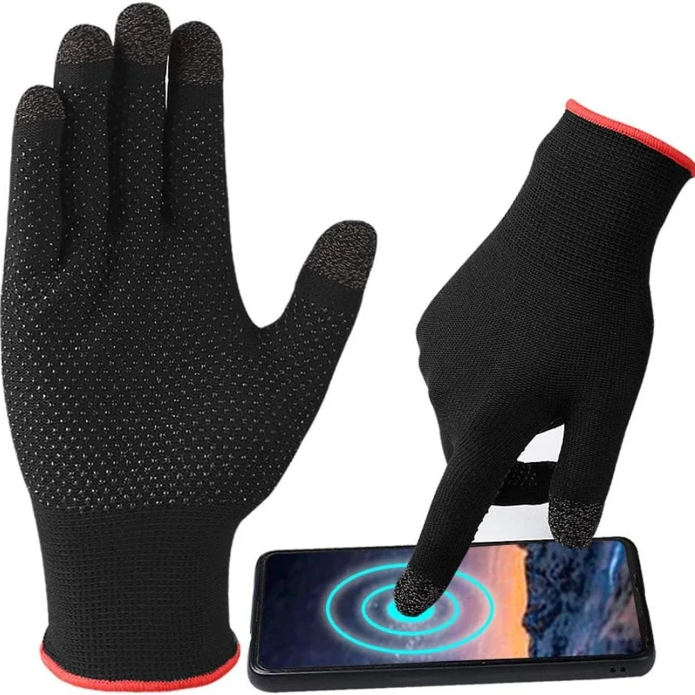 Game Gloves Anti-Sweat Breathable Touch Finger Gaming Glove for Highly Sensitive Nano-Silver Fiber Material Dot Silica Gel Palm