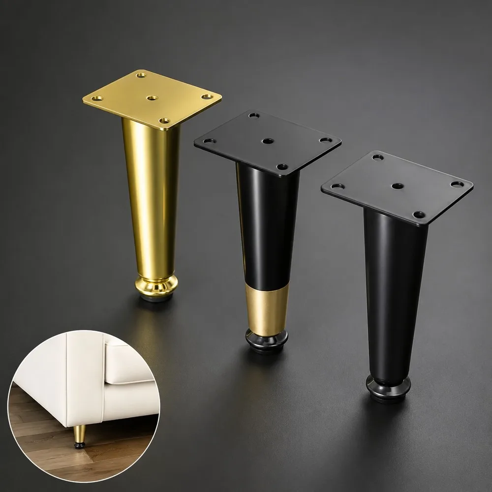 4Pcs 15cm Straight Cone Furniture Metal Tapered Legs for Sofa, Cupboard, Cabinet, Stool, Chair & Table Replacement