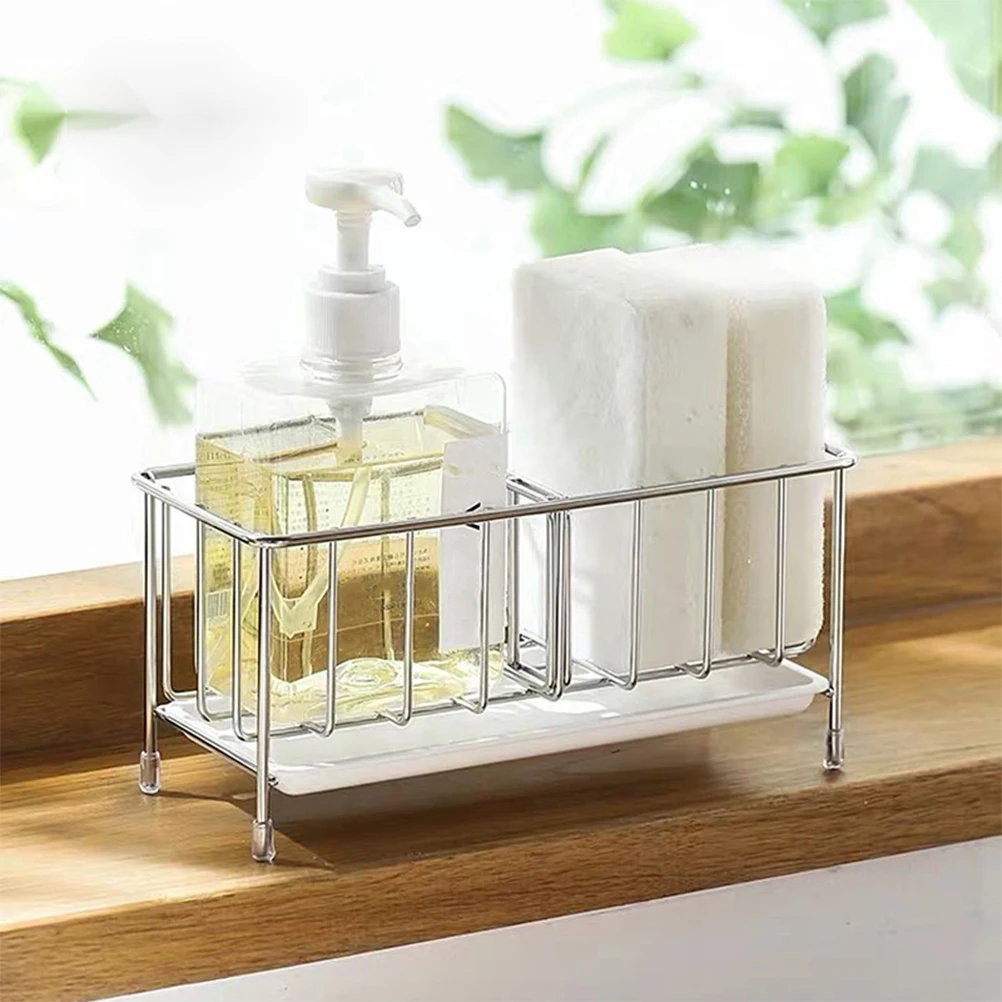 

Premium Stainless Steel Sponge Rack Tough Multi-Function Kitchen Caddy Quick Drying Drain Supply Sponge Holder