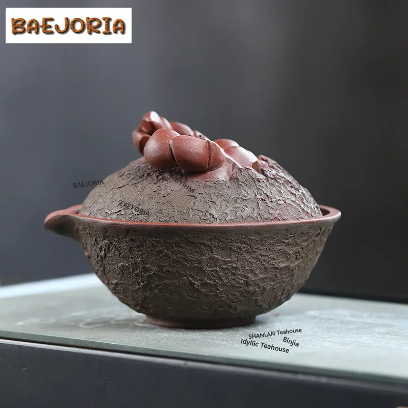 BAEJORIA 130ml Boutique Yixing Purple Clay Teapots Handmade Fortune Crab Pot Raw Ore Purple Mud Kettle With Strainer Zisha Tea