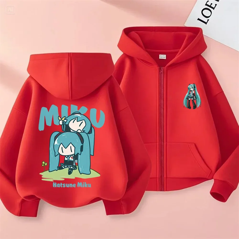 2026 Kids Zip Up Hoodie For Boys Girls Cute Kawaii Hatsune Miku Cartoon Fashion Street Outfit 3-14Y - view 3