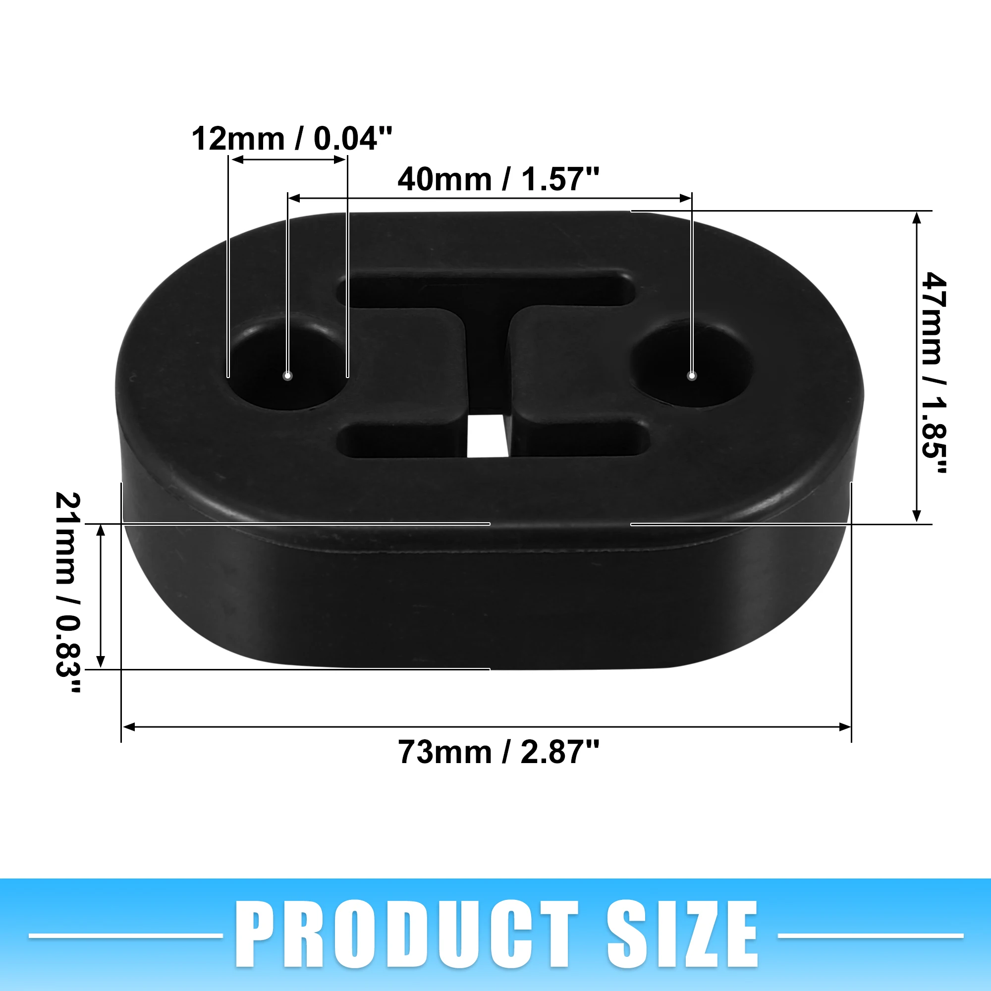 UXCELL Car Exhaust Hanger Rubber with 2 Hole 12mm Hole Size Muffler Bracket Mount Black (Set of 2)