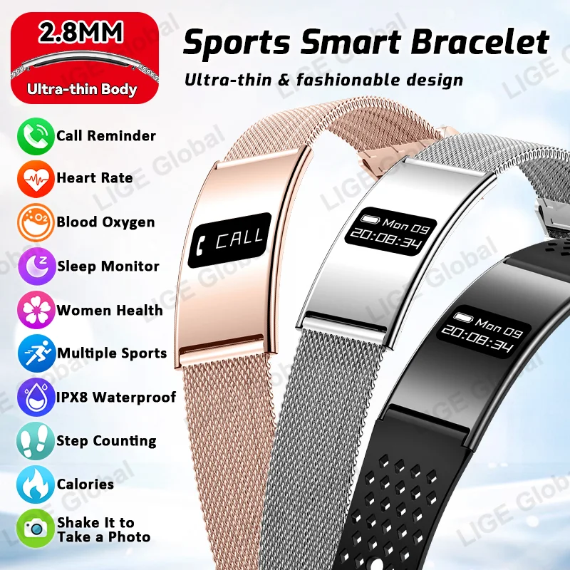 

Ультратонкий спортивный умный браслет LIGE HRV, кислород в крови, тест на стресс, монитор здоровья, фитнес-браслет, шагомер, напоминание о вызове, умные часы
