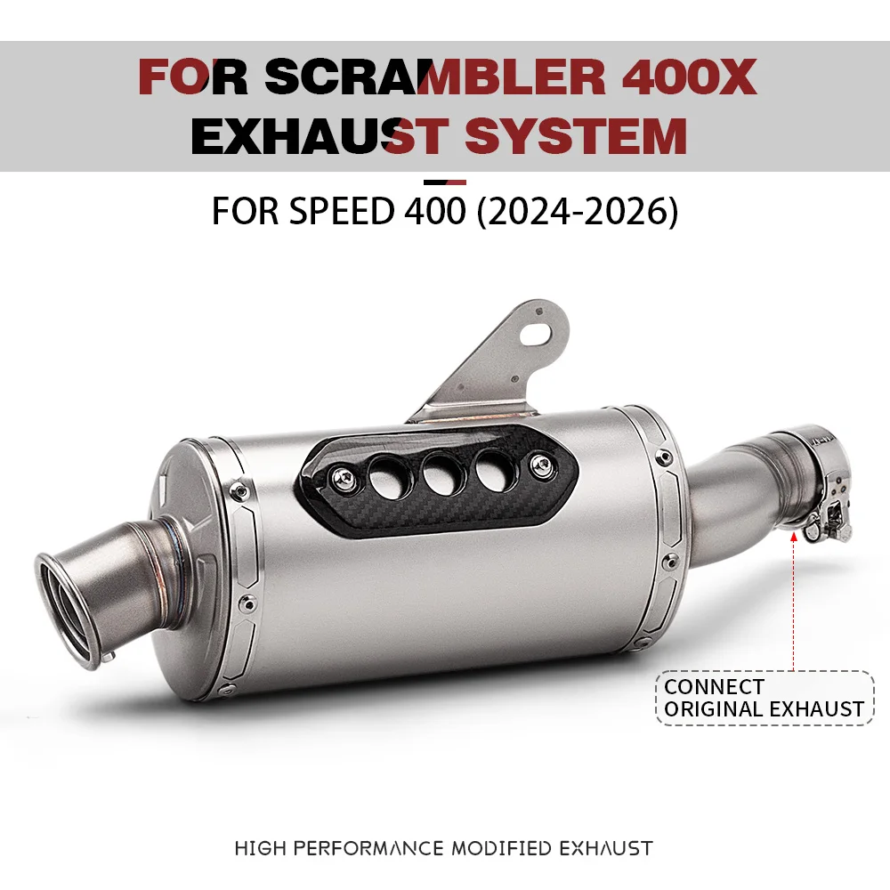 

Motorcycle Exhaust Systems For Speed Scrambler 400X 2024-2025 Slip On Mid Link Pipe Muffler scrambler 400x exhaust
