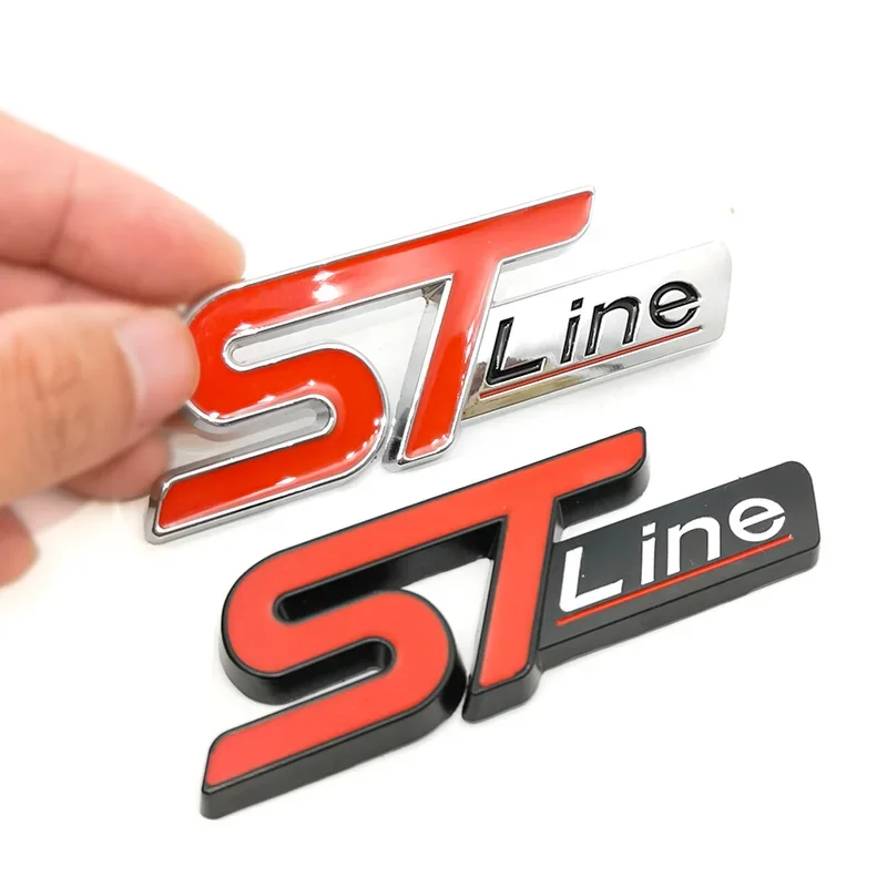 جديد معدن أحمر أزرق ST خط ملصق سيارة رئيس شعار شارة كروم ملصق لفورد فييستا التركيز مونديو السيارات سيارة التصميم #3