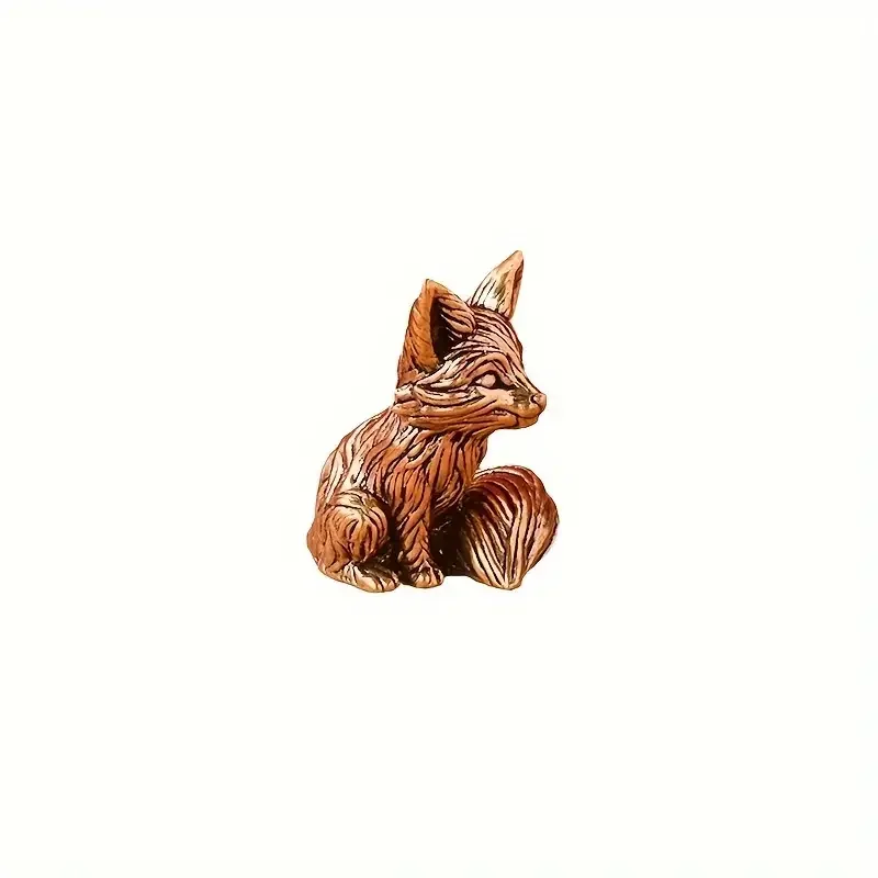 Messing Fuchs Statue Niedliche Fuchs Miniatur Figuren Schreibtisch Ornament Dekorationen Zubehör Kupfer Tier Skulptur Home Decor Handwerk – Detail 2