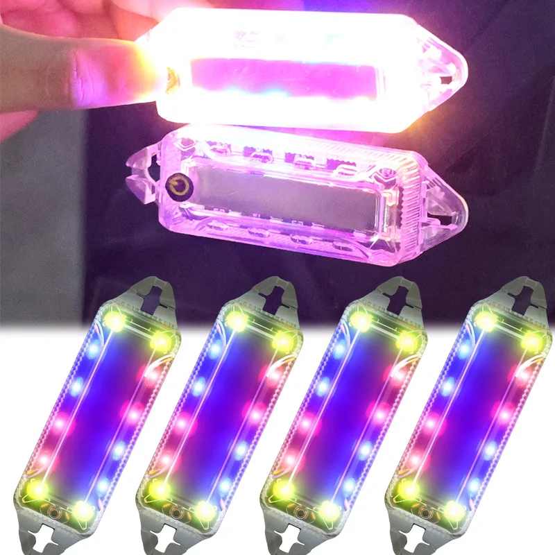 Motorcycle Night Indicators Anti-collision Signal Lamp Solar Power LED Safety Warning Strobe Light Car Bumper Tail Decorative