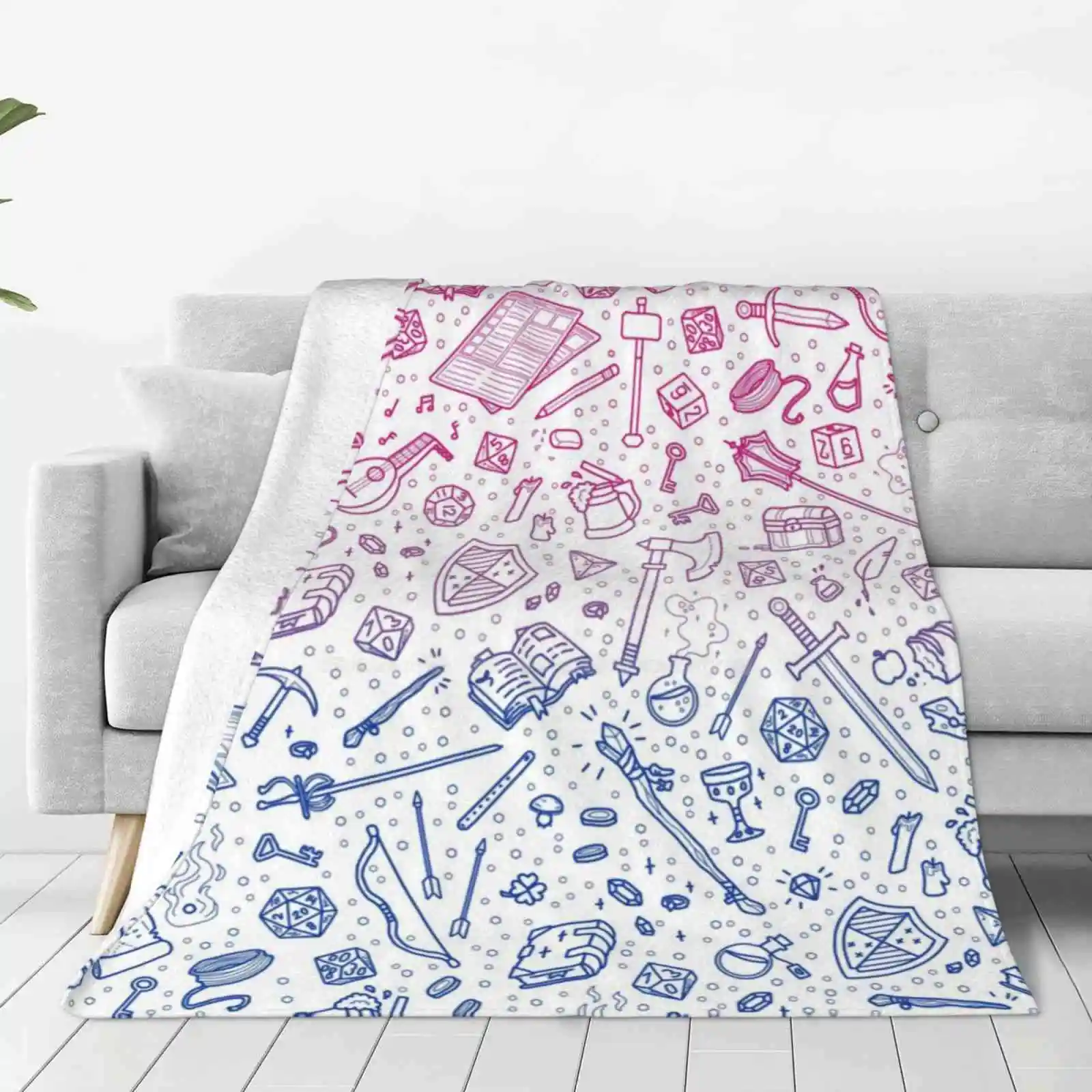 Tabletop Rpg Pattern – Bi Flag Top Quality Comfortable Bed Sofa Soft Blanket Rpg Roleplay Dnd And Dragons Dragons Pathfinder