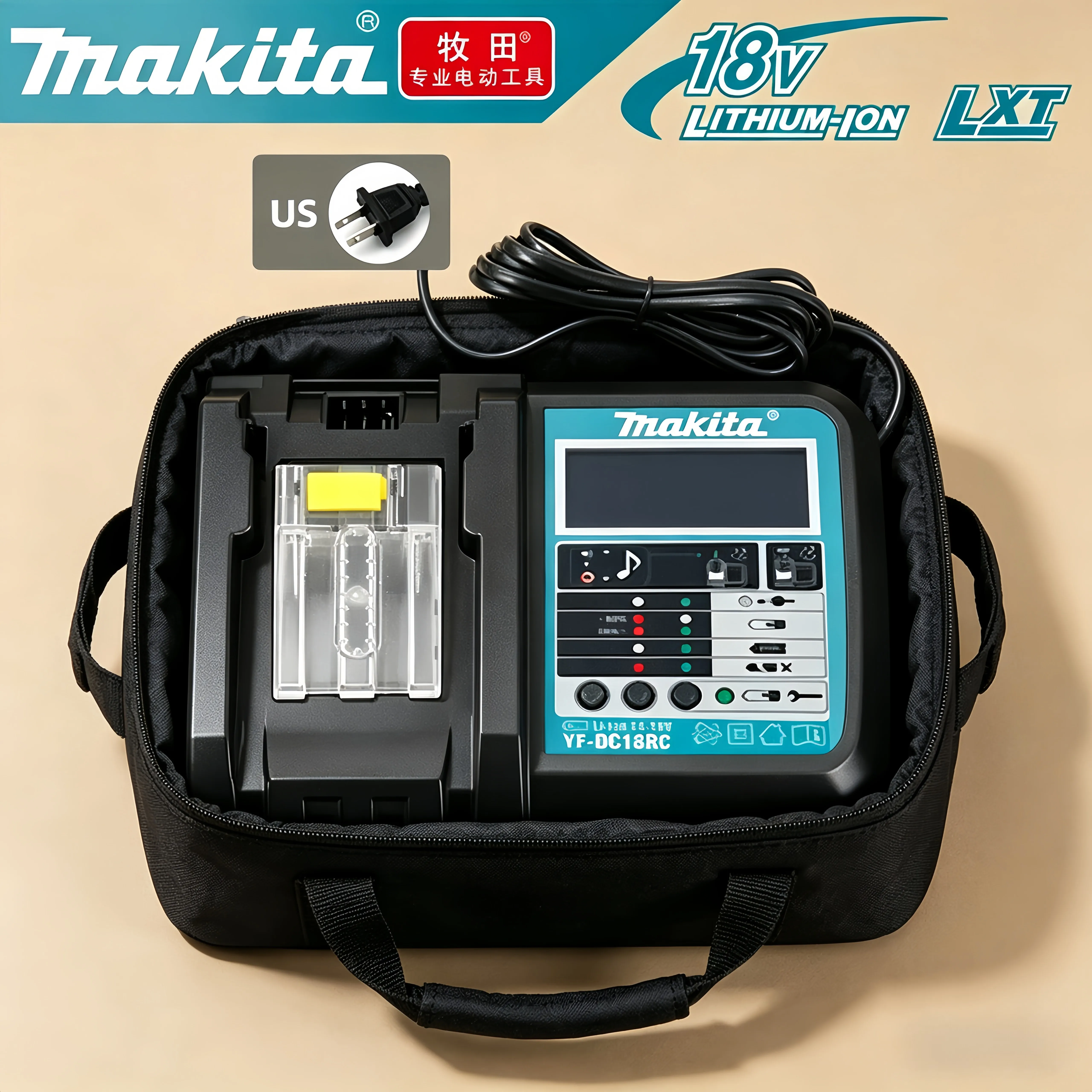 

Replacement for Makita DC18RD Dual-Port Fast Charger 14.4V 18V Li-ion Battery Charging Dock for Power Tool BL1830 BL1850 BL1860