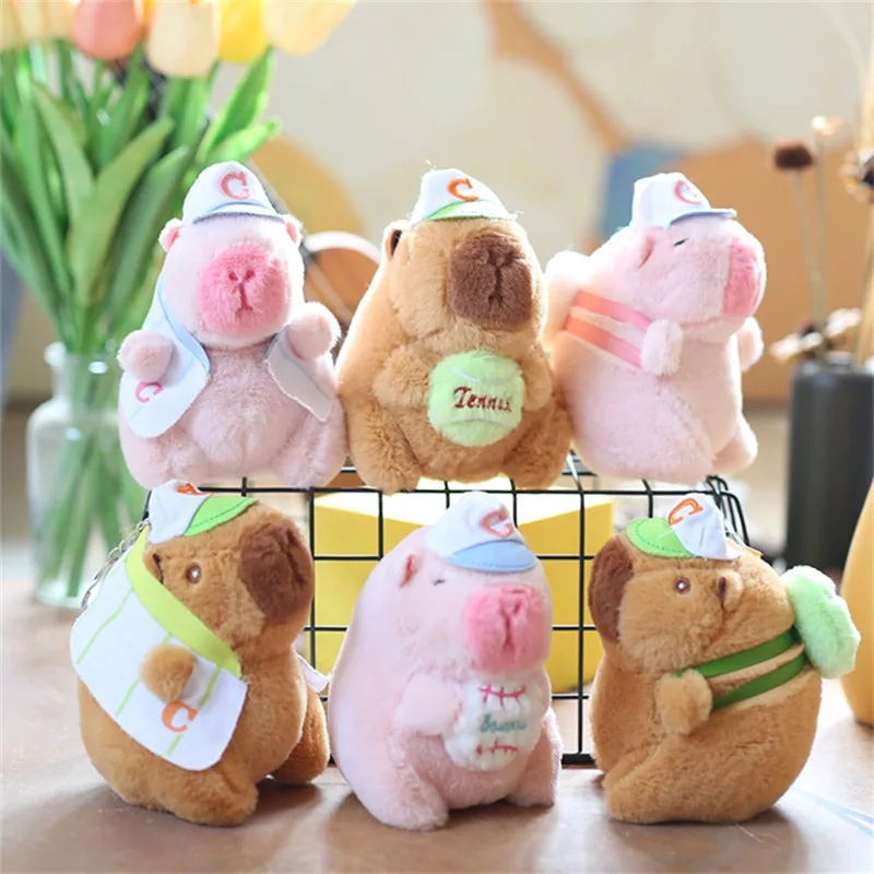 Multicolor Plush Capybara Keychain Cartoon Capybara Cute Toy Simulation Capybara Pendant Kapila Soft Fluffty Animal Doll Gift