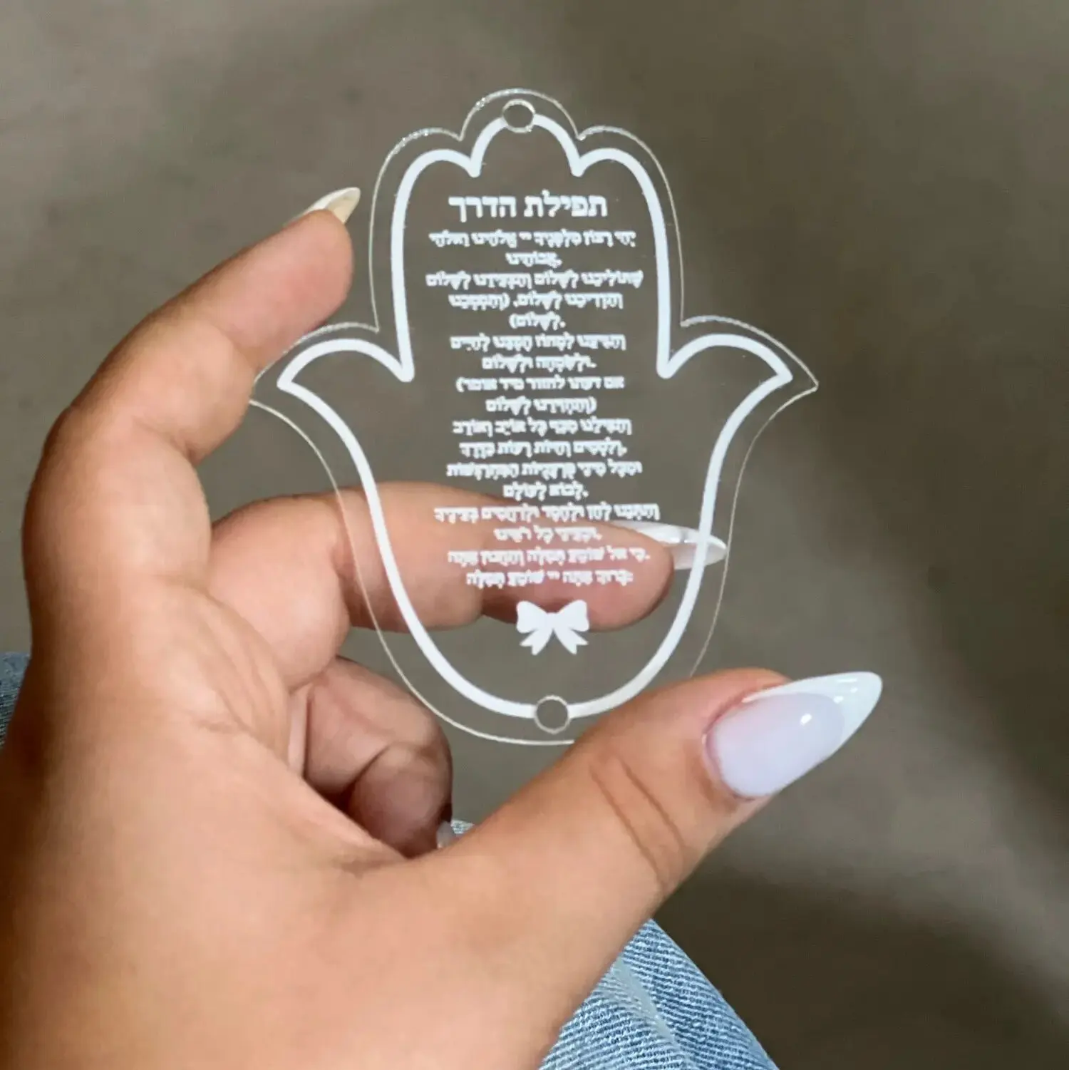 Bar Mitzvah Custom10pcs carte di preghiera acriliche Hamsa con cornice bianca, carta ebraica acrilica a specchio, inno del ringraziamento